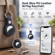 Apple AirTag Premium PU Leather Keychain Case with Metal Key Ring, Anti-Scratch Protective Cover for Keys, Bags &amp; Luggage, Pink &ndash; Blue | iCare
