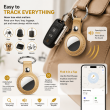 Apple AirTag Premium PU Leather Keychain Case with Metal Key Ring, Anti-Scratch Protective Cover for Keys, Bags &amp; Luggage, Pink &ndash; Gold | iCare