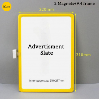 Magnetic A4 Shelf Sign Holder &ndash; Advertising Display Frame with Strong Magnet Clip for Warehouse, Supermarket &amp; Retail Rack Labeling (Green Frame, Vertical/Horizontal Use) &ndash; yellow | iCare