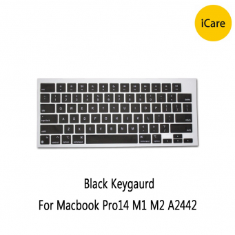 A2442 MacBook Pro 14.2 (2021) Keyboard Cover Skin Protector with Retina Display &amp; Touch ID, Premium Ultra Thin Soft and TPU Waterproof &amp; Dust-Proof &ndash; Black | iCare