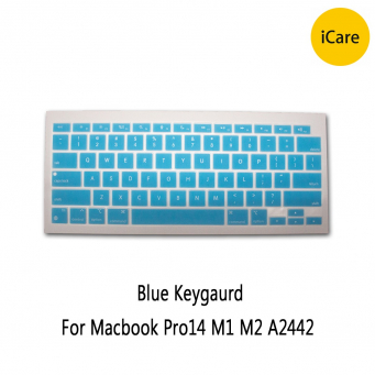 A2442 MacBook Pro 14.2 (2021) Keyboard Cover Skin Protector with Retina Display &amp; Touch ID, Premium Ultra Thin Soft and TPU Waterproof &amp; Dust-Proof &ndash; Blue | iCare