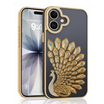 iPhone 17 Glitter Bridal Peacock Case Full Coverage Shockproof Anti-Drop Protective Mobile Cover | iCare &ndash; Gold | Amlee