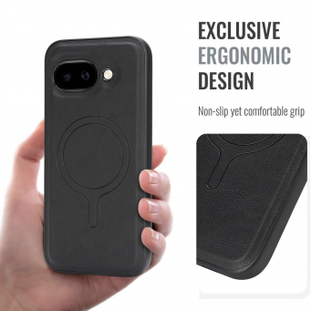 Google Pixel 9A -TPU + Polycarbonate Mag Fit Magnetic Cover Case Anti-Scratch, Anti-Fingerprint Cover(Black) | iCare