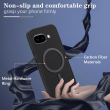 Google Pixel 9A MagSafe Magnetic Phone Case Carbon Fiber PU Leather Cover with Metal Magnetic Ring &ndash; Black | iCare