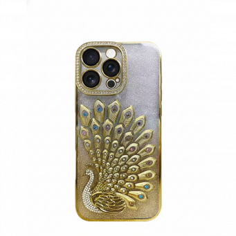 iPhone 14 Pro Max Luxury Glitter Peacock Phone Case Anti-Drop Protection Mobile Cover | iCare &ndash; Gold | Amlee