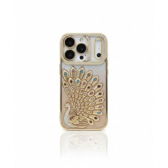 iPhone 17 Pro Glitter Bridal Peacock Case by iCare Luxury Gold Diamond Back Cover | iCare | Amlee