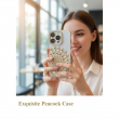Peacock Diamonds Mobile Cover 15 Pro | Glitter Bridal Peacock Diamond Phone Case Compatible with iPhone 15 Pro | iCare &ndash; Gold | Amlee