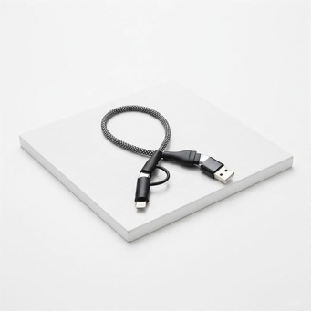 4in2 Short Cable 30 cm | 4-in-2 Fast Charging Cable 30cm | 100W PD USB Charging &amp; Data Sync Cable with Type-C, Lightning &amp; Micro USB Connectors | iCare