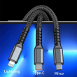 3IN1 2METER LONG CABLE 120W Fast Charging Cable | 3 in1 120W Fast Charging Cable | 2 m USB Data Cable | Type-C, Micro USB Lightning Fast Charge, Sync | iCare
