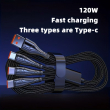 3IN1 2METER LONG CABLE 120W Fast Charging Cable | 3 in1 120W Fast Charging Cable | 2 m USB Data Cable | Type-C, Micro USB Lightning Fast Charge, Sync | iCare