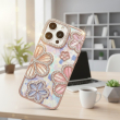 iPhone 13 pro Glitter Flower Diamond Case | iPhone 13 Pro Slim Shockproof TPU Protective Cover | Rhinestone Floral Sparkle Back Case | Anti-Scratch Camera Protection &ndash; Pink | iCare
