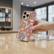 iPhone 13 pro Glitter Flower Diamond Case | iPhone 13 Pro Slim Shockproof TPU Protective Cover | Rhinestone Floral Sparkle Back Case | Anti-Scratch Camera Protection &ndash; Gold | iCare