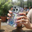 iPhone 13 Pro Max Rhinestone Floral Sparkle Back Case | Anti-Scratch Camera Protection Phone Case &ndash; Blue | iCare