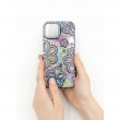 Glitter Flower Diamond Phone Case Compatible with iPhone 15 | Anti-Scratch Camera Protection &ndash; Blue | iCare