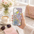 iPhone 17 Glitter Flower Diamond Phone Case | Slim Shockproof Protective Rhinestone Floral Cover &ndash; Silver | iCare