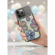 iPhone 17 Pro Max Luxury Glitter Flower Diamond Shockproof Case | Slim Protective Rhinestone Floral Cover &ndash; Purple | iCare