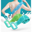 Silicone Body Scrubber Belt Pack of 2 | Double-Sided Exfoliating Bath Brush with Handles | Soft Back Scrubber By iCare- Light Green &amp; Pista Green | iCare
