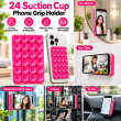 2Gen Suction Grip Single Side with 3M Tape | 2 Gen Suction Phone Grip Pad By iCare 24 Suction Cups | Anti-Slip Mobile Grip with 3M Tape (Pack of 2) &ndash; Hot Pink | iCare