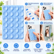 2Gen Suction Grip Single Side with 3M Tape | 2 Gen Suction Phone Grip Pad By iCare 24 Suction Cups | Anti-Slip Mobile Grip with 3M Tape (Pack of 2) &ndash; Light Blue | iCare