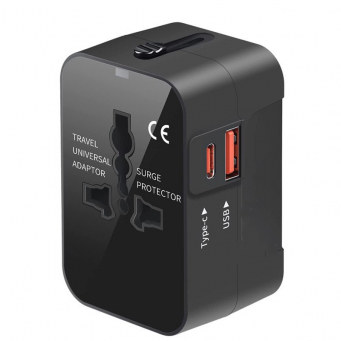 20W Universal Travel Adapter USB &amp; Type-C Fast Charging International Travel Plug for US UK EU AU | iCare