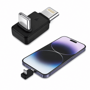 L-Shaped USB-C to Lightning Lavalier Microphone Audio OTG Adapter | iCare
