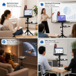 Universal Projector Stand with Wheels &amp; Mobile Clamp for Laptop, Projector, Tablet &amp; Mobile | 360&deg; Adjustable Portable Tripod Floor Stand | Heavy Duty Presentation Holder | iCare