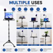Universal Projector Stand with Wheels &amp; Mobile Clamp for Laptop, Projector, Tablet &amp; Mobile | 360&deg; Adjustable Portable Tripod Floor Stand | Heavy Duty Presentation Holder | iCare