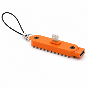 iPhone, iPad Lightning to USB-C Adapter with Built-in Phone Stand | 30W Fast Charging | Data Sync | Portable Converter &ndash; Orange | iCare