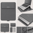 13 &amp; 14 Inch Universal PU Smart Laptop Sleeve with Stand, Mouse Pad, Accessory Pouch, Tablet Holder &amp; Water Resistant Protective Case &ndash; Grey | iCare