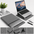 13 &amp; 14 Inch Universal PU Smart Laptop Sleeve with Stand, Mouse Pad, Accessory Pouch, Tablet Holder &amp; Water Resistant Protective Case &ndash; Grey | iCare