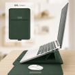 13 &amp; 14 Inch Universal PU Smart Laptop Sleeve with Stand, Mouse Pad, Accessory Pouch, Tablet Holder &amp; Water Resistant Protective Case &ndash; Green | iCare