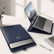 13 &amp; 14 Inch Universal PU Smart Laptop Sleeve with Stand, Mouse Pad, Accessory Pouch, Tablet Holder &amp; Water Resistant Protective Case &ndash; Blue | iCare