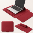 13 &amp; 14 Inch Universal PU Smart Laptop Sleeve with Stand, Mouse Pad, Accessory Pouch, Tablet Holder &amp; Water Resistant Protective Case &ndash; Red | iCare