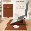 13 &amp; 14 Inch Universal PU Smart Laptop Sleeve with Stand, Mouse Pad, Accessory Pouch, Tablet Holder &amp; Water Resistant Protective Case &ndash; Brown | iCare
