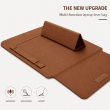 13 &amp; 14 Inch Universal PU Smart Laptop Sleeve with Stand, Mouse Pad, Accessory Pouch, Tablet Holder &amp; Water Resistant Protective Case &ndash; Brown | iCare