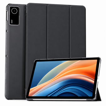 Smart Case for Xiaomi Redmi Pad SE (11-Inch) &ndash; Trifold Stand Cover with Auto Sleep/Wake, TPU Shockproof Back &amp; PU Leather Finish (Black) | iCare