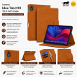 Folio Case for Lenovo Tab K10 10.3" &ndash; PU Leather Stand Cover with Card Slots &amp; Magnetic Closure (TB-X6C6F, TB-X6C6X) &ndash; Golden Brown | iCare