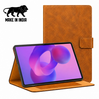Lenovo K11 Gen 2 11" Tablet Case Cover TB336FU/TB336ZU | Premium PU Leather Smart Flip Cover with Auto Sleep/Wake, Multi-Angle Stand &amp; Card Holder &ndash; Golden Brown | iCare