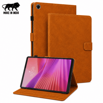 Lenovo Tab K9 TB30XU Smart Case | Premium Leather Flip Cover with Stand &amp; Auto Wake/Sleep &ndash; Golden Brown | iCare