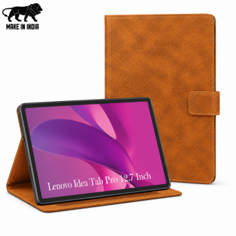Lenovo Idea Tab Pro 12.7 Inch Smart Case | Premium PU Leather Flip Cover with Auto Wake/Sleep &amp; Stand &ndash; Golden Brown | iCare