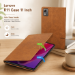 Lenovo K11 Case 11 Inch | Premium PU Leather Flip Cover with Auto Sleep/Wake, Multi-Angle Stand, Shockproof TPU Back &amp; 360&deg; Full Protection &ndash; Golden Brown | iCare