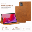 Lenovo K11 Case 11 Inch | Premium PU Leather Flip Cover with Auto Sleep/Wake, Multi-Angle Stand, Shockproof TPU Back &amp; 360&deg; Full Protection &ndash; Golden Brown | iCare