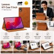 Lenovo K11 Case 11 Inch | Premium PU Leather Flip Cover with Auto Sleep/Wake, Multi-Angle Stand, Shockproof TPU Back &amp; 360&deg; Full Protection &ndash; Golden Brown | iCare