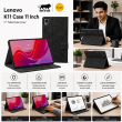 Lenovo K11 Case 11 Inch | Premium PU Leather Flip Cover with Auto Sleep/Wake, Multi-Angle Stand, Shockproof TPU Back &amp; 360&deg; Full Protection &ndash; Black | iCare