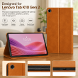 Lenovo Tab K10 Gen 2 Case | Premium PU Leather Flip Cover with Auto Sleep/Wake, Multi-Angle Stand &amp; Shockproof Protection &ndash; Golden Brown | iCare