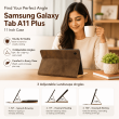 Samsung Galaxy Tab A11 Plus 11 Inch Case SM-X230/X236B | PU Leather Folio Flip Cover with Multi-Angle Stand, Card Slots &amp; Full Protection &ndash; Brown | iCare
