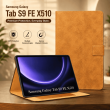 Samsung Galaxy Tab S9 FE X510 Flip Cover | Premium PU Leather Folio Case with Multi-Angle Stand, Card Slots &amp; Full Protection &ndash; Golden Brown | iCare