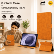 Samsung Galaxy Tab A9 8.7 Inch Case (SM-X110/X115) | Premium PU Leather Flip Cover with Multi-Angle Stand, Card Slots, Soft Silicone Back, Magnetic Closure &amp; Full Protection &ndash; Golden Brown | iCare