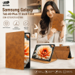 Samsung Galaxy Tab A9 Plus 11 Inch Case (SM-X210/X215/X216B) | Premium PU Leather Flip Cover with Multi-Angle Stand, Card Slots, Magnetic Closure &amp; Full Body Protection &ndash; Golden Brown | iCare