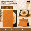 Samsung Galaxy Tab S7/S8 11 Inch Case (SM-T870/T875/X700/X706) | Premium Smart Flip Cover with Auto Sleep/Wake, Multi-Angle Stand, S Pen Holder &amp; Shockproof Protection &ndash; Golden Brown | iCare
